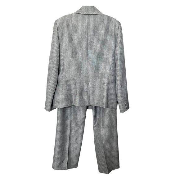 EVAN-PICONE 2-PC. JACKET & PANT SUIT NOTCH LAPEL HI-RISE, GREY/WHITE PINSTRIPE - Picture 2 of 11